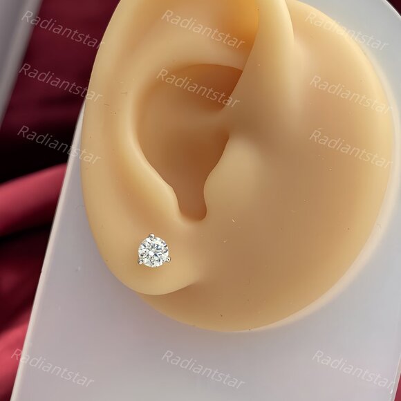 NEW Certified 1ct. t.w. Moissanite 3 Prong Solitaire Stud Earrings - Picture 6 of 9